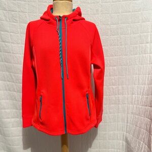 Swiss Tech Vibrant Red Hoodie with Blue Details